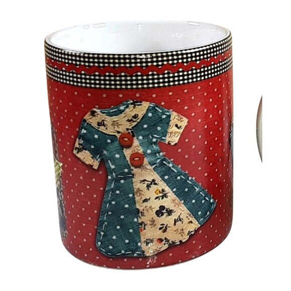 Pair "Dress Up" Paula Joerling Ceramic Mugs Lang Company Red Coffee/Tea Mug EUC - Picture 2 of 6